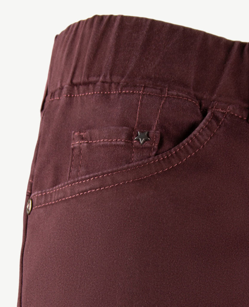 Brax Raphaela - Lavina Straight - Instapbroek dames met elastische band - Katoen - Merlot