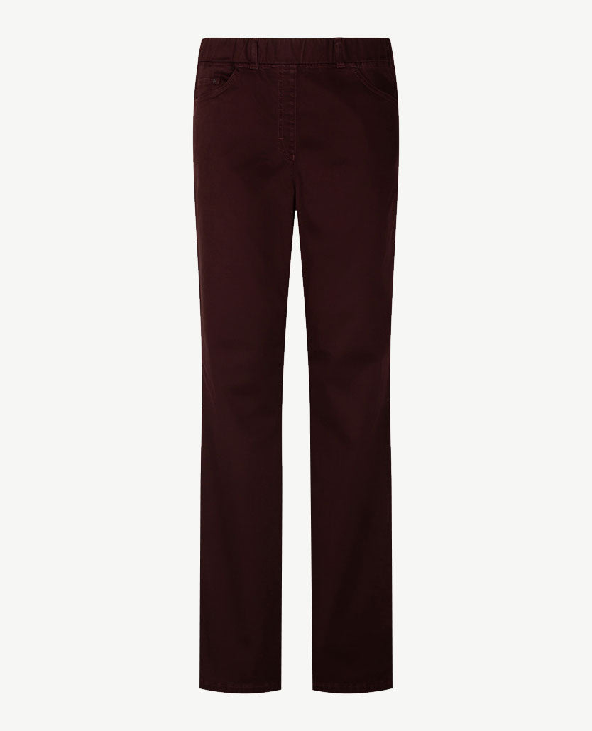 Brax Raphaela - Lavina Straight - Instapbroek dames met elastische band - Katoen - Merlot