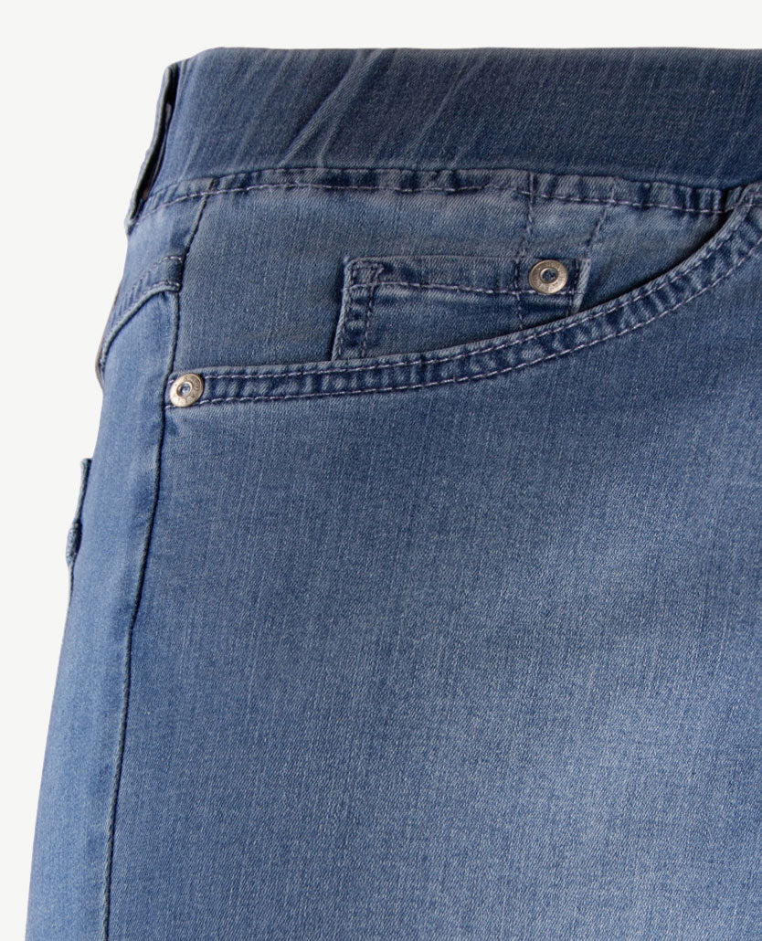 Brax Raphaela - Lavina Fringe - Elastiek rondom - jeans - 6/8 lengte - blauw bleached