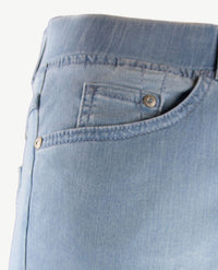 Brax Raphaela - Lavina Fringe - Elastiek rondom - jeans - 6/8 lengte - Light blue