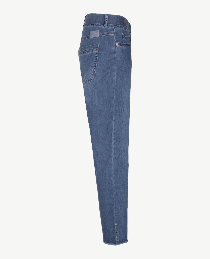 Brax Raphaela - Lavina Fringe - Elastiek rondom - jeans - 6/8 lengte - blauw bleached