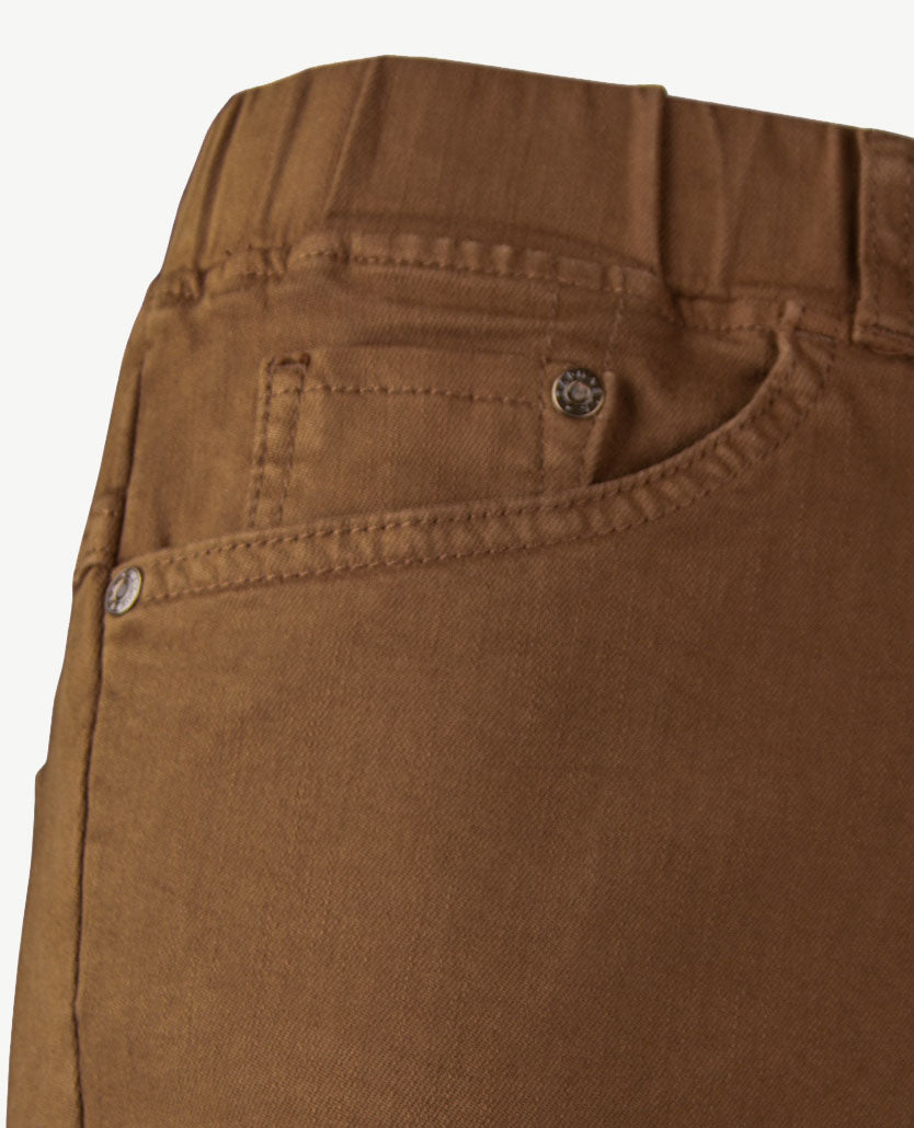 Brax Raphaela - Lavina Joy - Instapbroek dames met elastische band - Jeans - Hazelnut