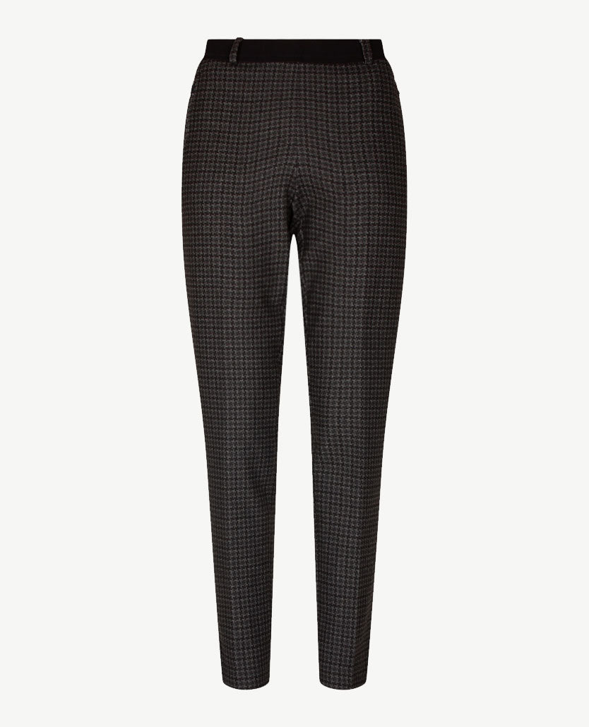 Brax Raphaela - Lillyth - Instapbroek dames met elastische band - jersey - Klein ruitje - Grijzen met zwart