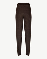 Brax Raphaela - Lillyth - Instapbroek dames met elastische band - jersey - Klein ruitje - Choco met beige en zwart