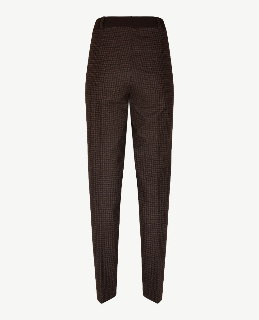 Brax Raphaela - Lillyth - Instapbroek dames met elastische band - jersey - Klein ruitje - Choco met beige en zwart