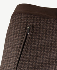 Brax Raphaela - Lillyth - Instapbroek dames met elastische band - jersey - Klein ruitje - Choco met beige en zwart