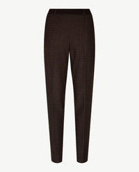 Brax Raphaela - Lillyth - Instapbroek dames met elastische band - jersey - Klein ruitje - Choco met beige en zwart
