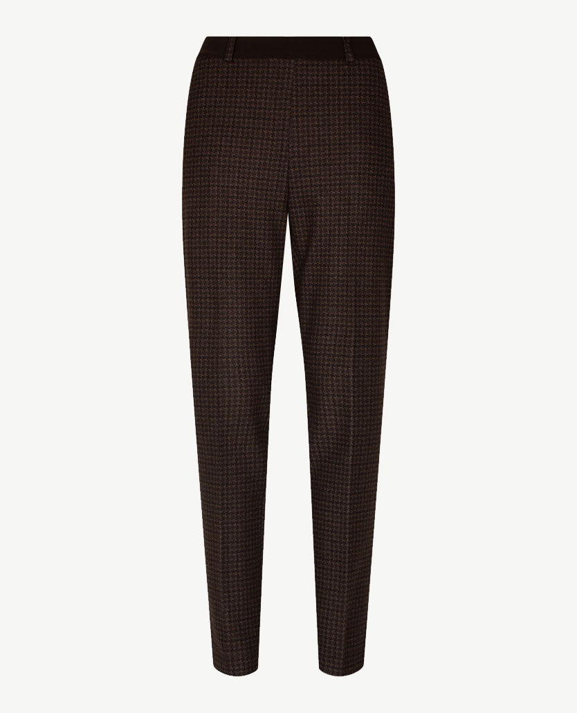 Brax Raphaela - Lillyth - Instapbroek dames met elastische band - jersey - Klein ruitje - Choco met beige en zwart