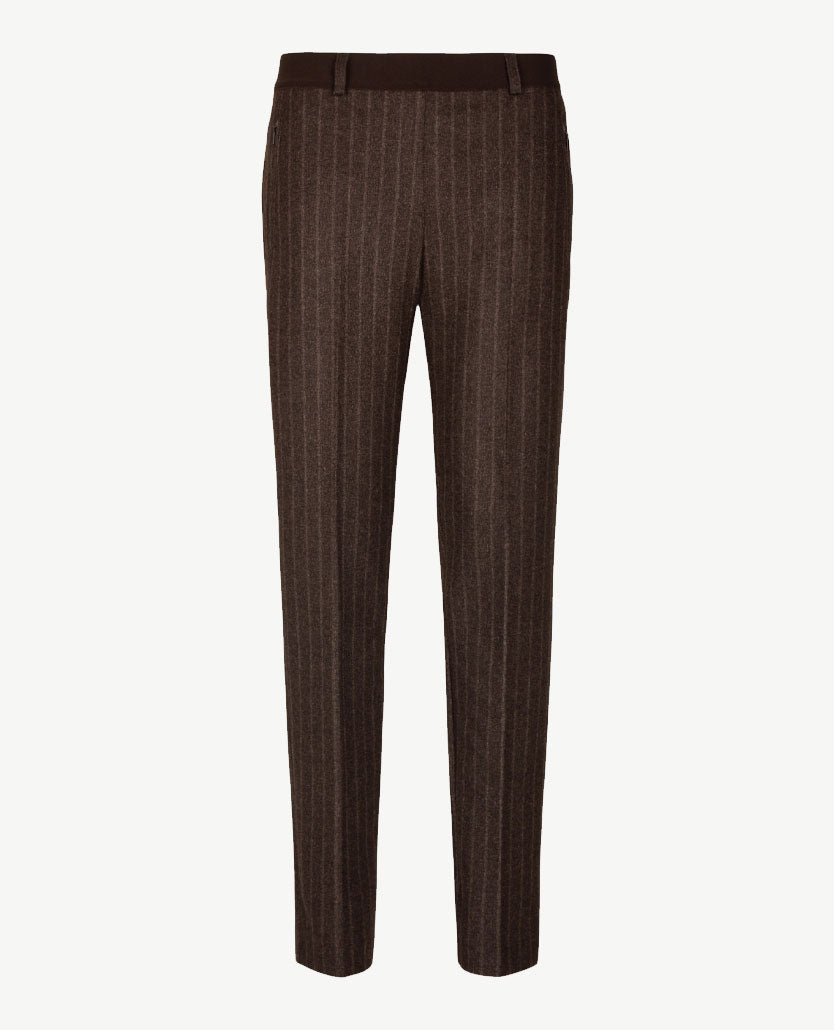 Brax Raphaela - Lillyth - Instapbroek dames met elastische band - Streep - Choco met beige
