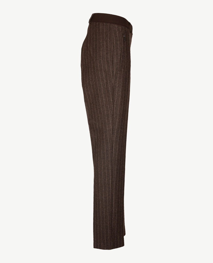 Brax Raphaela - Lillyth - Instapbroek dames met elastische band - Streep - Choco met beige