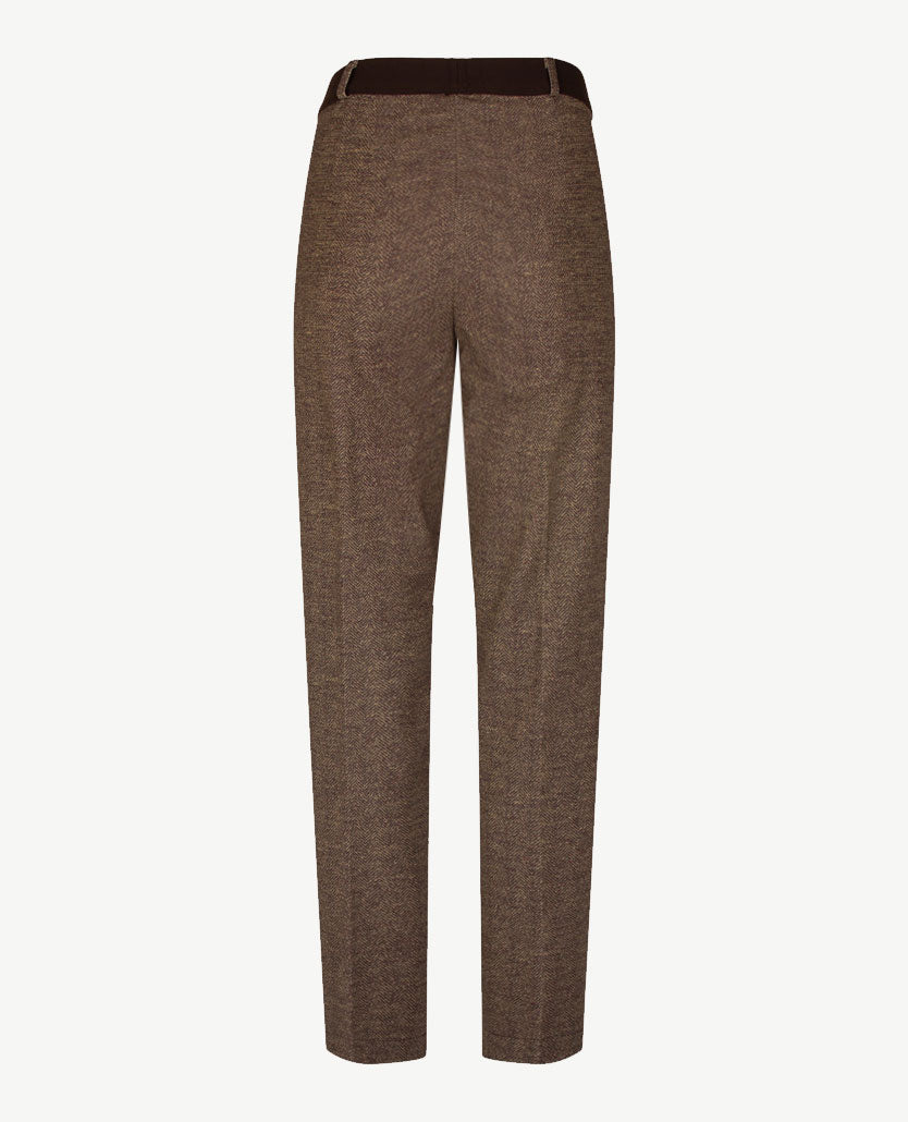 Brax Raphaela - Lillyth - Instapbroek dames met elastische band - jersey - Visgraatje met glansje - Choco met beiges