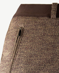 Brax Raphaela - Lillyth - Instapbroek dames met elastische band - jersey - Visgraatje met glansje - Choco met beiges