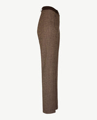 Brax Raphaela - Lillyth - Instapbroek dames met elastische band - jersey - Visgraatje met glansje - Choco met beiges