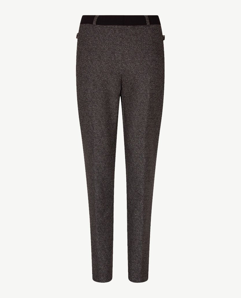 Brax Raphaela - Lillyth - Instapbroek dames met elastische band - jersey - Werkje - Grijzen met zwart