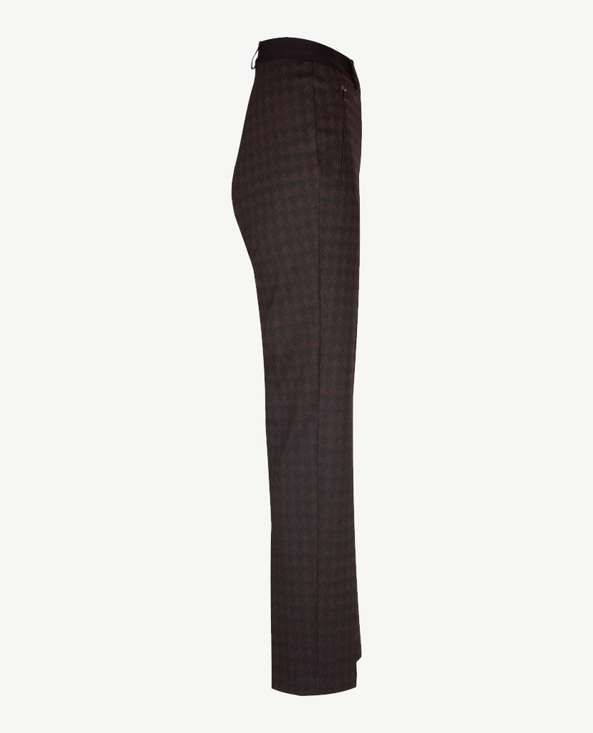 Brax Raphaela - Lillyth - Elastiek rondom jersey -  Normale lengte - Pied de cocq - Zwart met bordeaux