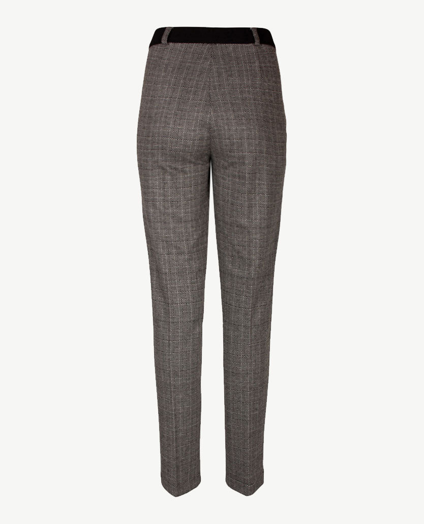 Brax Raphaela - Lillyth - Elastiek rondom jersey -  Normale lengte - Kleine ruit - Antraciet met zwart