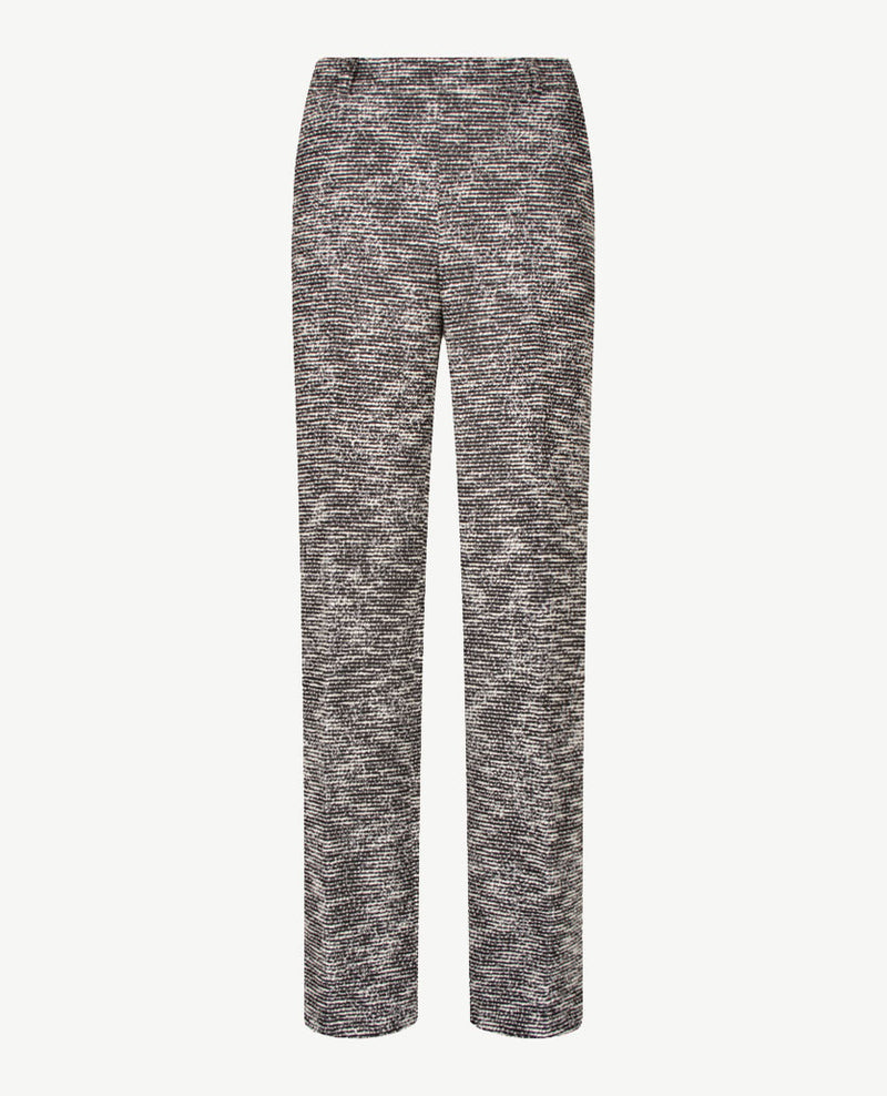 Brax Raphaela - Lillyth flared - Elastiek rondom jersey - Normale lengte - Chanel jersey - Zwart, wit  en zilverdraad