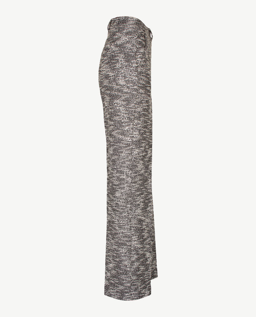 Brax Raphaela - Lillyth flared - Elastiek rondom jersey - Normale lengte - Chanel jersey - Zwart, wit  en zilverdraad