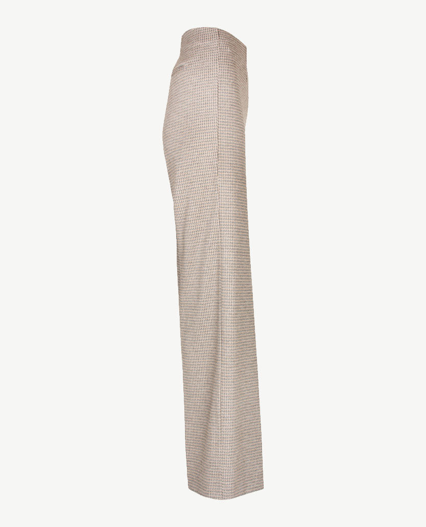Brax Raphaela - Lillyth flared - Elastiek rondom jersey - Normale lengte - Ruitje camel met antraciet