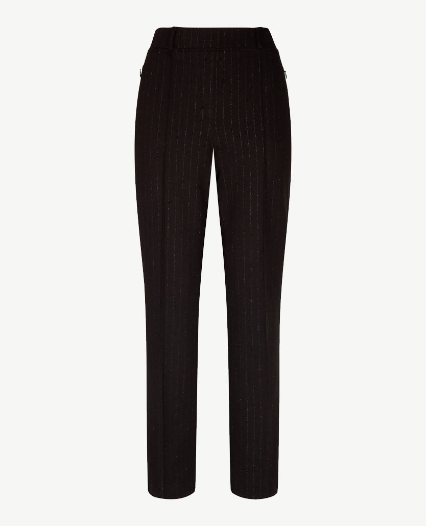 Brax Raphaela - Lillyth  Kick - Elastiek rondom jersey - Korte lengte - Krijtstreep met glansgaren - Zwart