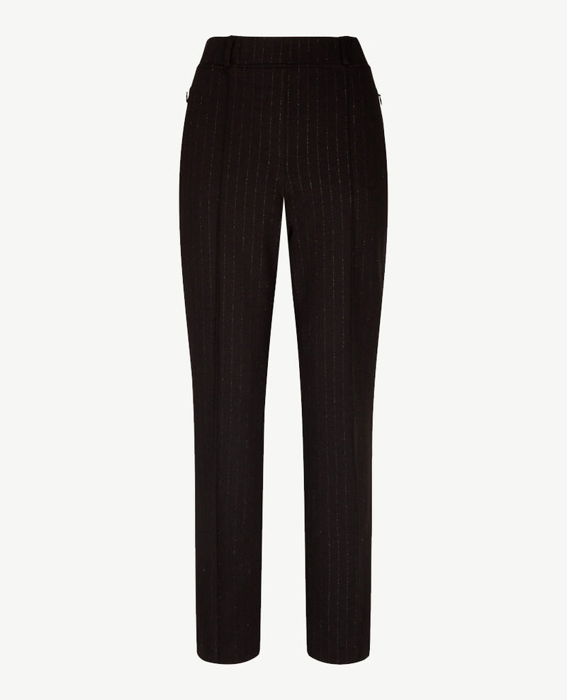 Brax Raphaela - Lillyth  Kick - Elastiek rondom jersey - Korte lengte - Krijtstreep met glansgaren - Zwart