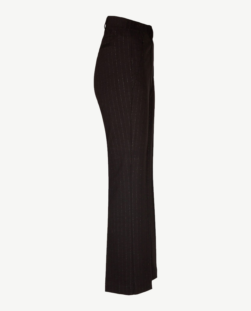 Brax Raphaela - Lillyth  Kick - Elastiek rondom jersey - Korte lengte - Krijtstreep met glansgaren - Zwart