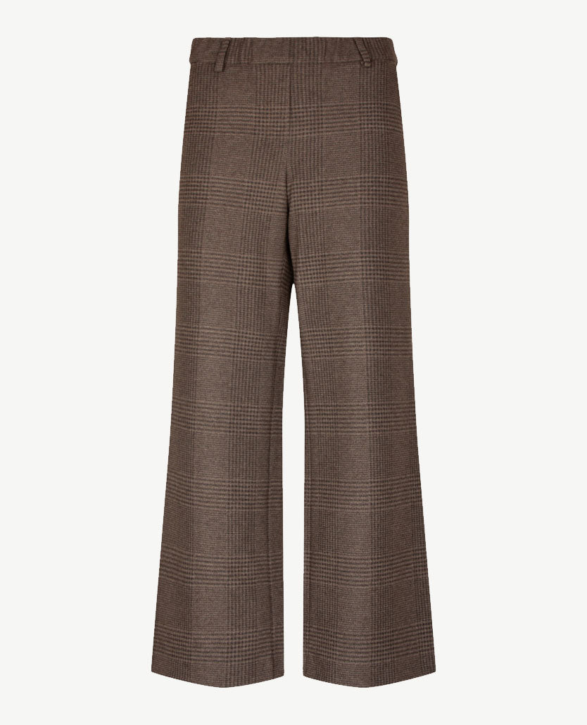 Brax Raphaela - Maine - Instapbroek dames met elastische band - kleine ruit - Beige met choco