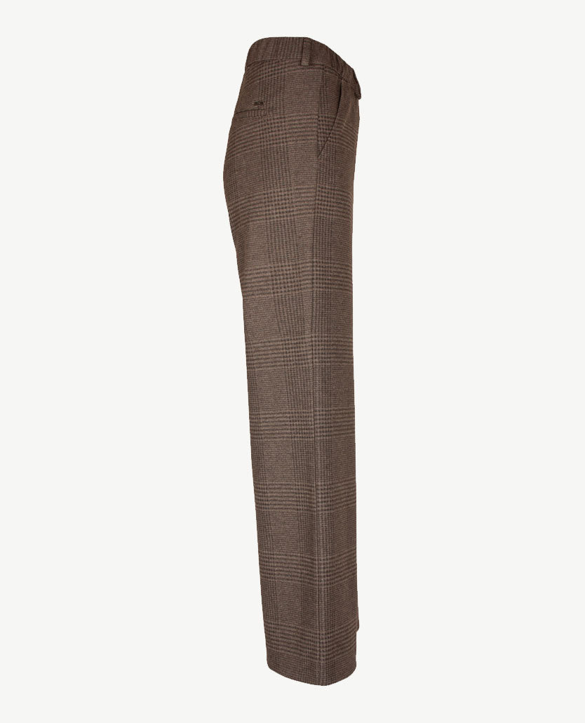 Brax Raphaela - Maine - Instapbroek dames met elastische band - kleine ruit - Beige met choco