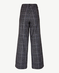 Brax Raphaela - Maine - Instapbroek dames met elastische band - Grote ruit wol look - Navy met grijs