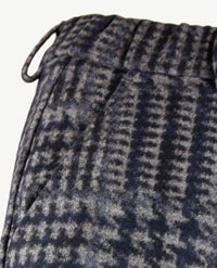 Brax Raphaela - Maine - Instapbroek dames met elastische band - Grote ruit wol look - Navy met grijs