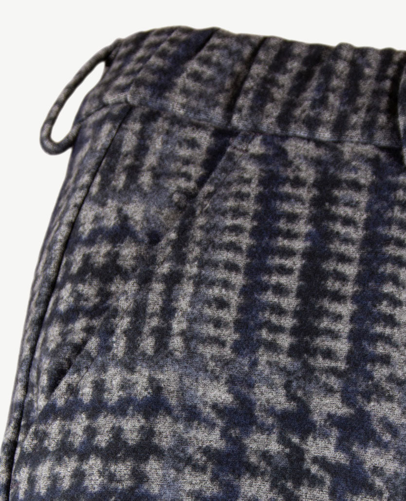 Brax Raphaela - Maine - Instapbroek dames met elastische band - Grote ruit wol look - Navy met grijs