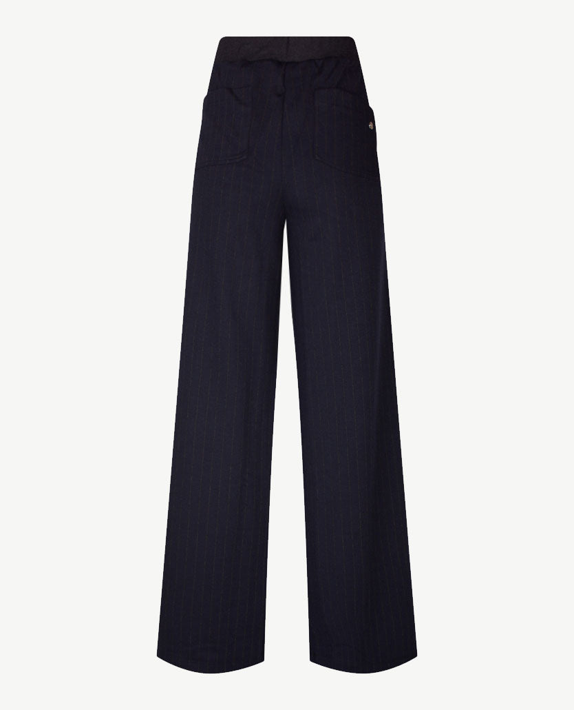 Brax Raphaela - Maine - Instapbroek dames met elastische band - Normale lengte - Streepdessin  - Navy