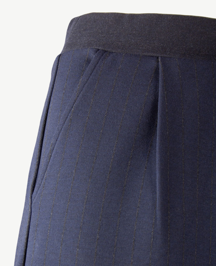 Brax Raphaela - Maine - Instapbroek dames met elastische band - Normale lengte - Streepdessin  - Navy