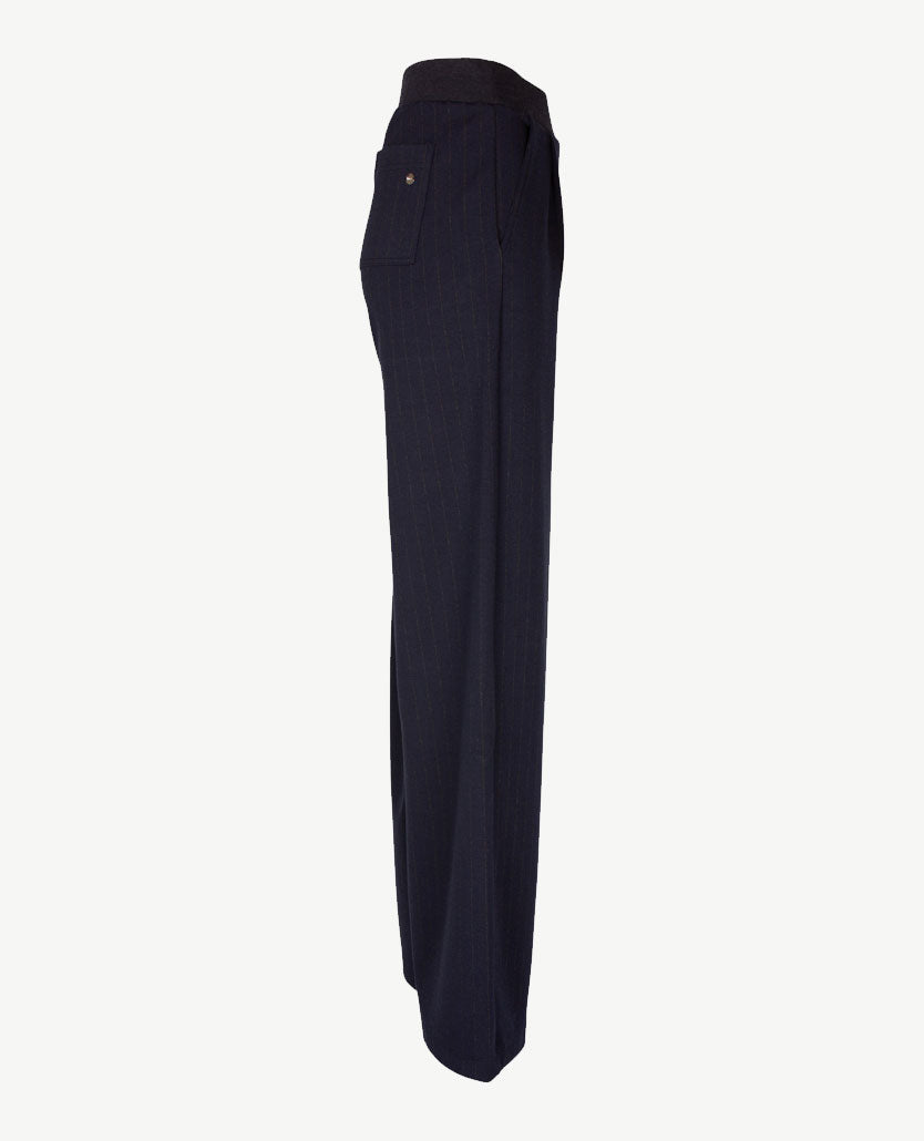 Brax Raphaela - Maine - Instapbroek dames met elastische band - Normale lengte - Streepdessin  - Navy