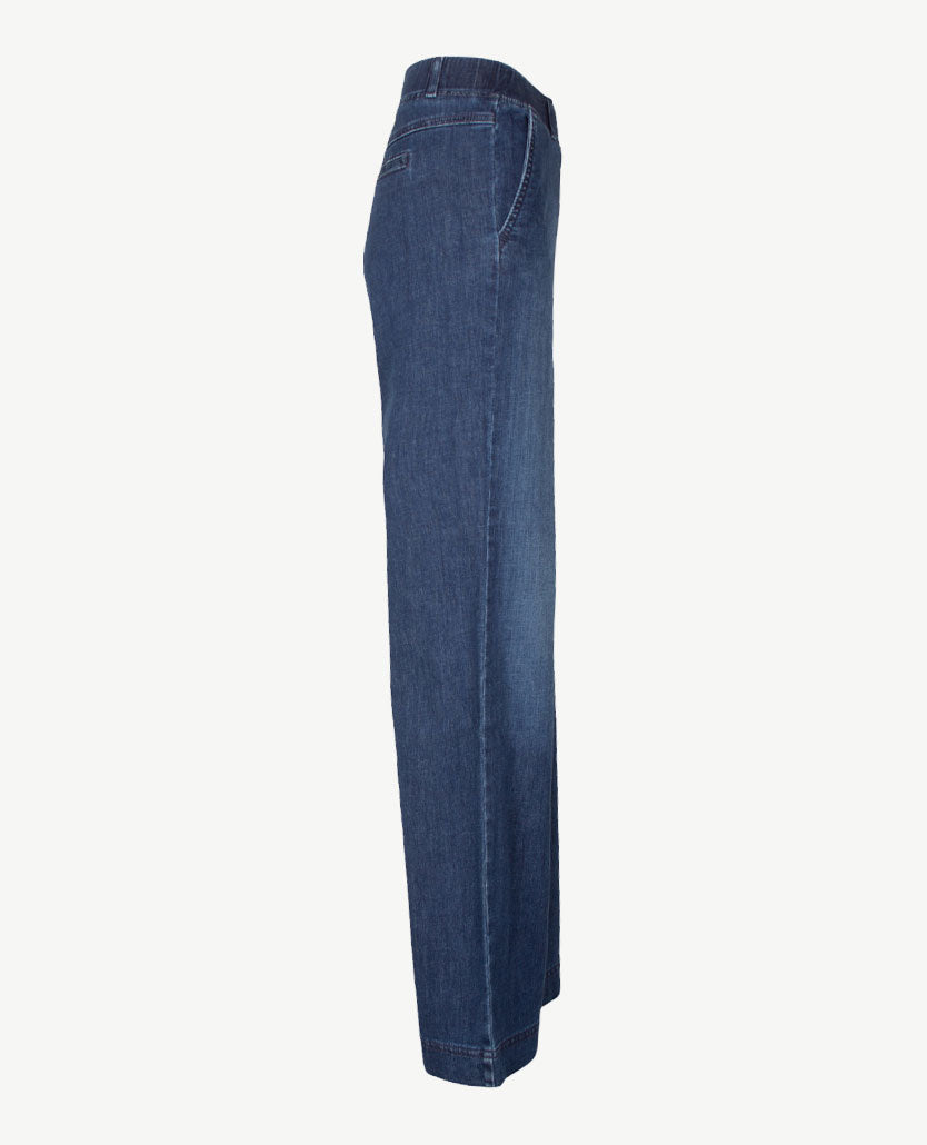 Brax Raphaela - Pam Flared - Instapbroek dames met elastische band - Jeans - Middenblauw