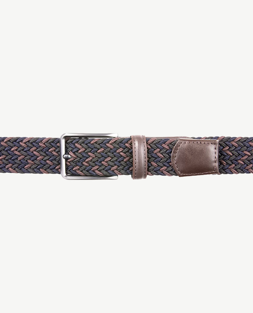 Brax - Elastische herenriem - gevlochten - Blauw met bruin