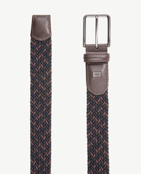 Brax - Elastische herenriem - gevlochten - Blauw met bruin