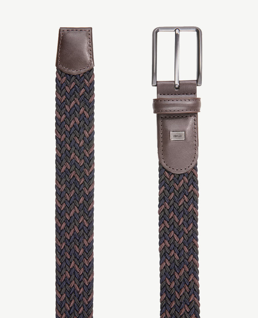 Brax - Elastische herenriem - gevlochten - Blauw met bruin