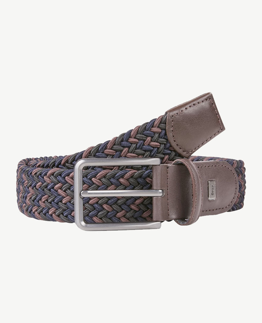 Brax - Elastische herenriem - gevlochten - Blauw met bruin