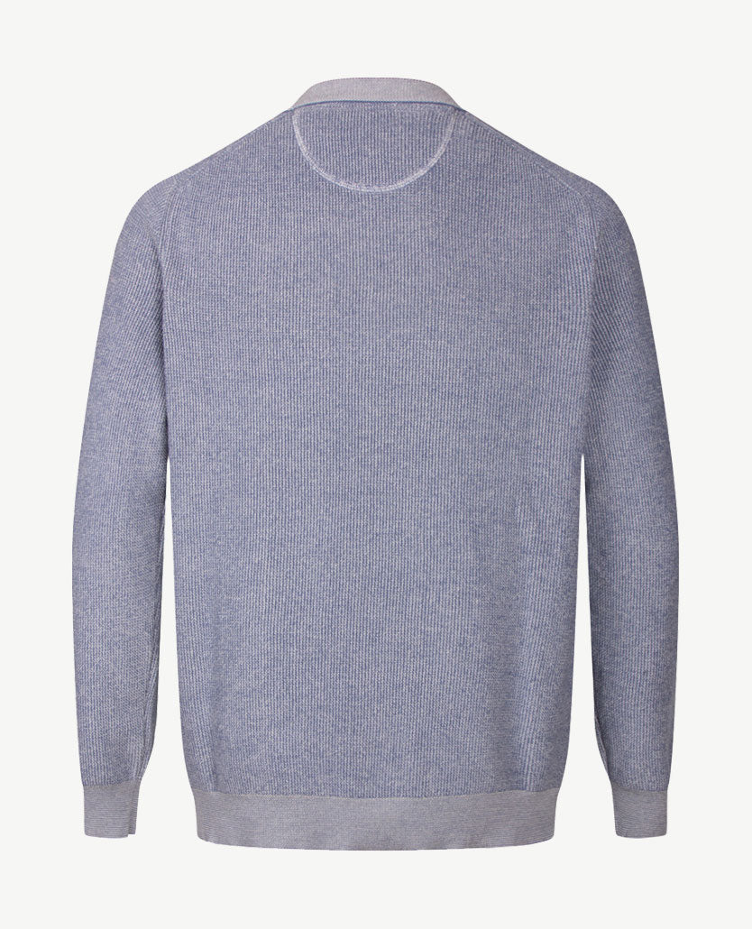 Brax - Pullover Rob - gebreid - ronde hals - Two tone - Staalblauw