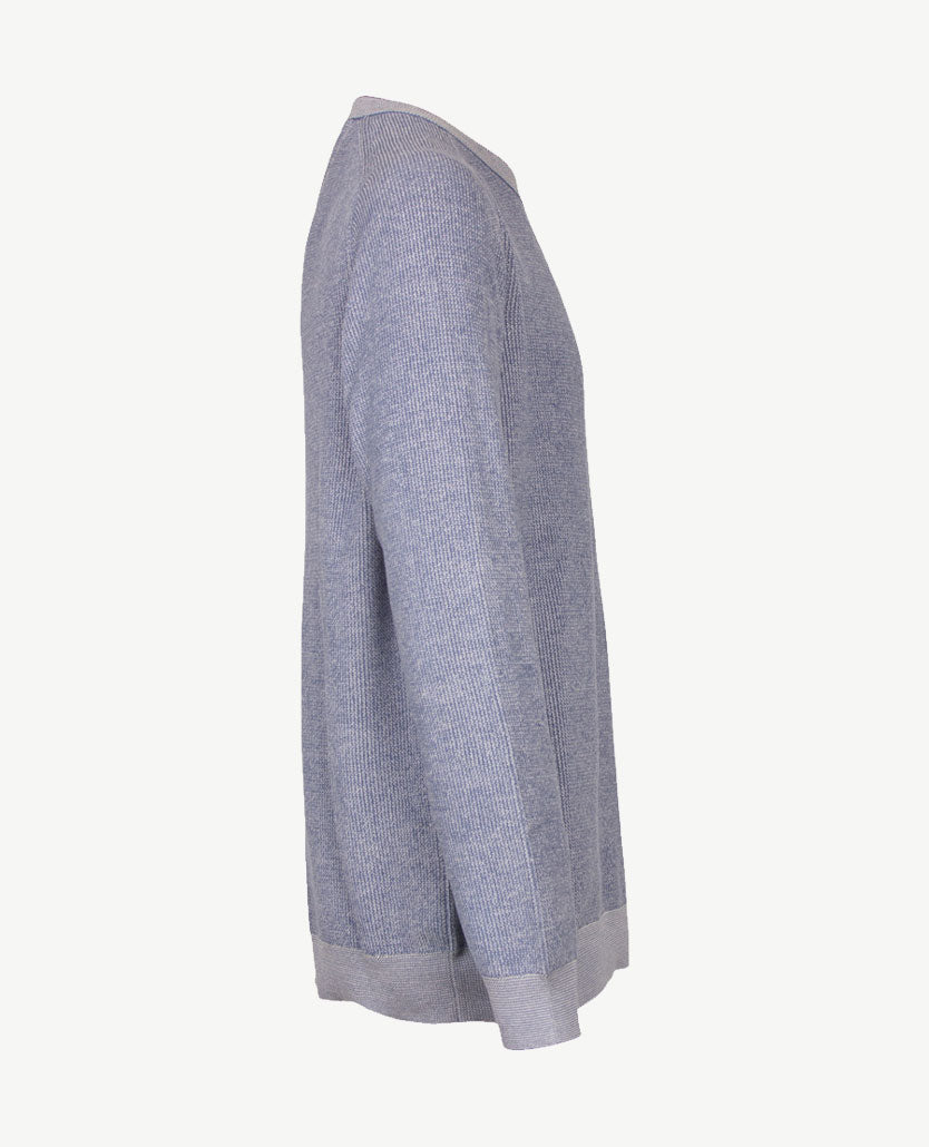 Brax - Pullover Rob - gebreid - ronde hals - Two tone - Staalblauw