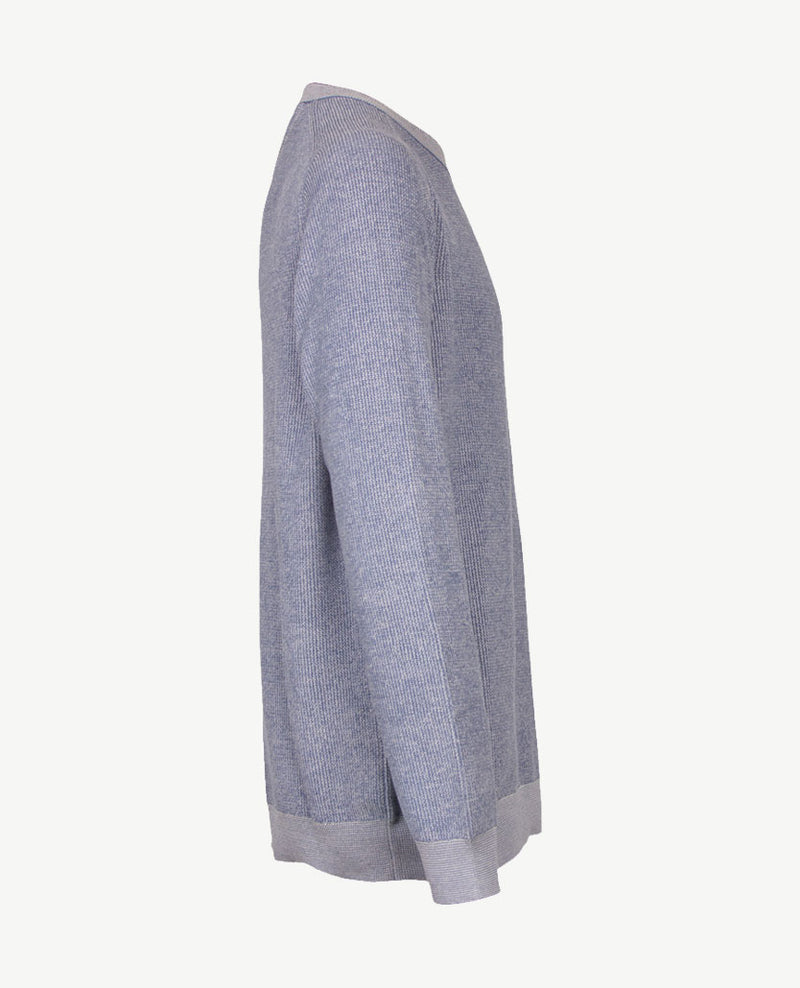 Brax - Pullover Rob - gebreid - ronde hals - Two tone - Staalblauw
