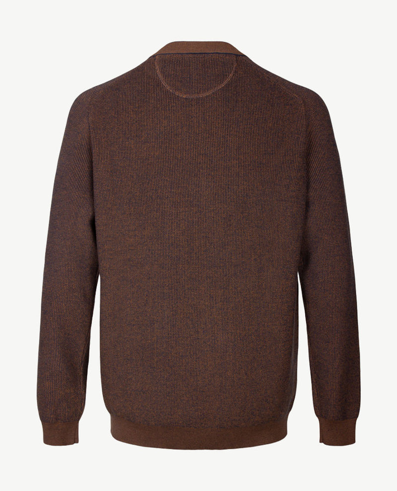 Brax - Pullover Rob - Gebreid - ronde hals - Two tone - Cognac met navy