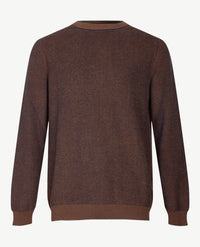 Brax - Pullover Rob - Gebreid - ronde hals - Two tone - Cognac met navy