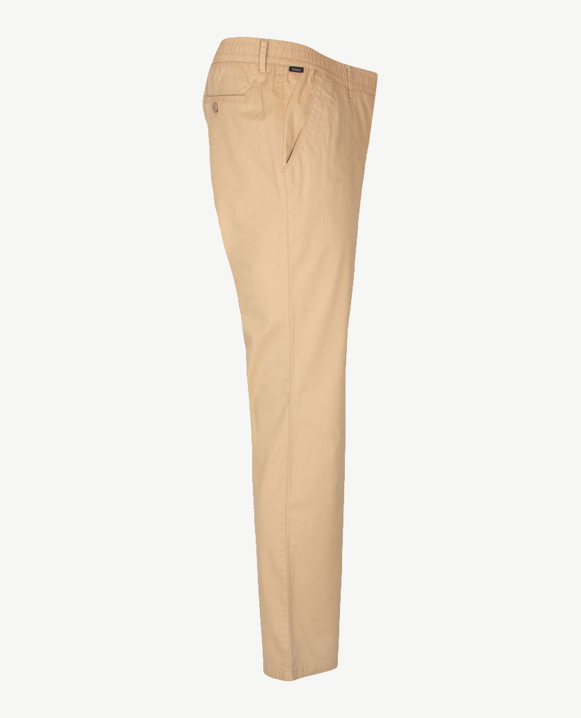 Brax - Thore - Herenbroek met elastiek rondom - Katoen - Zand