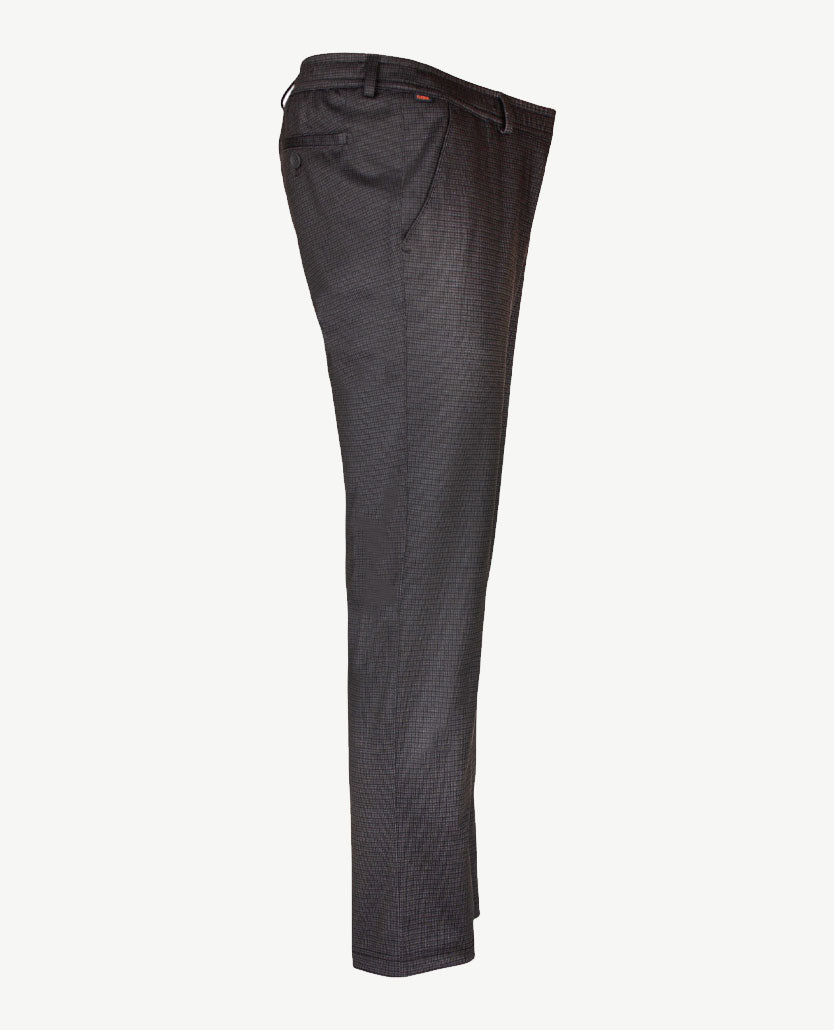 Brax - Thore - Herenbroek met elastiek rondom - Travel jersey - Ruitje grijzen en zwart