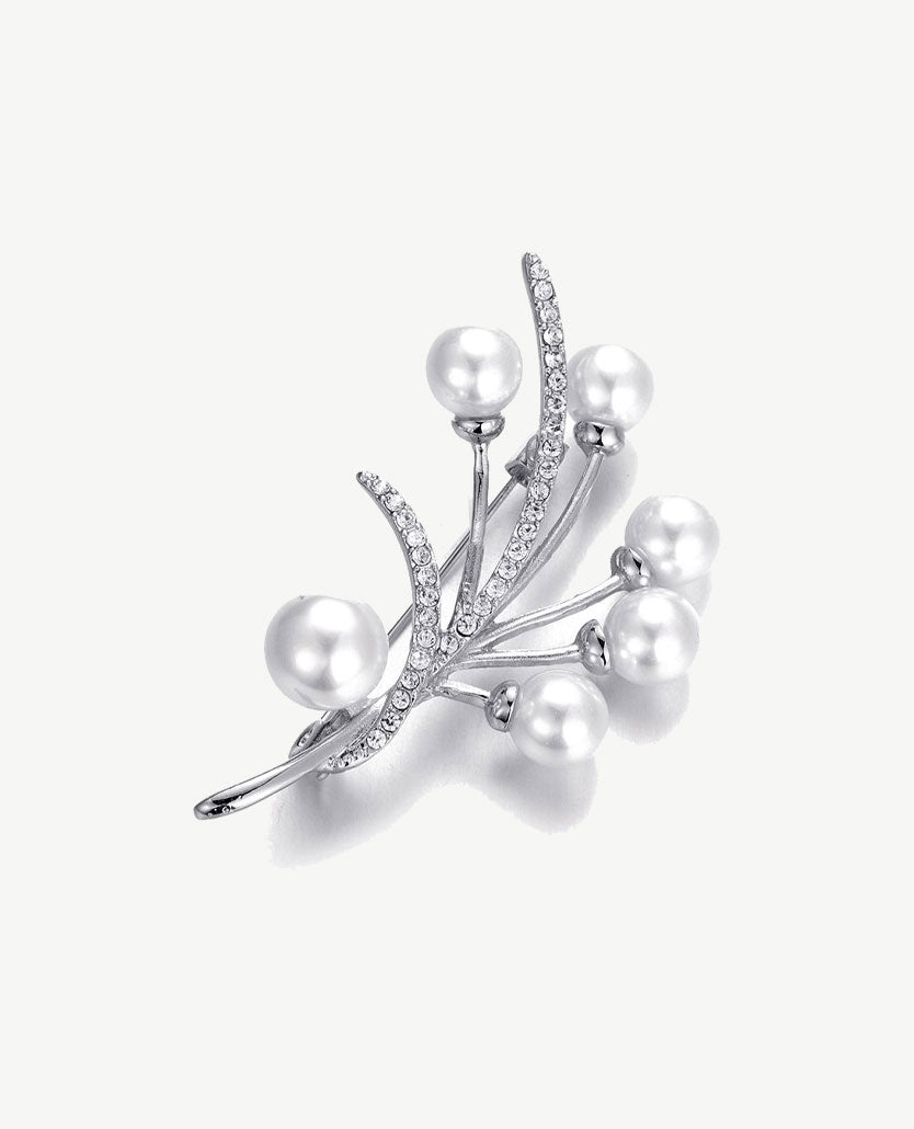 Broche - Zilverkleurig met parels