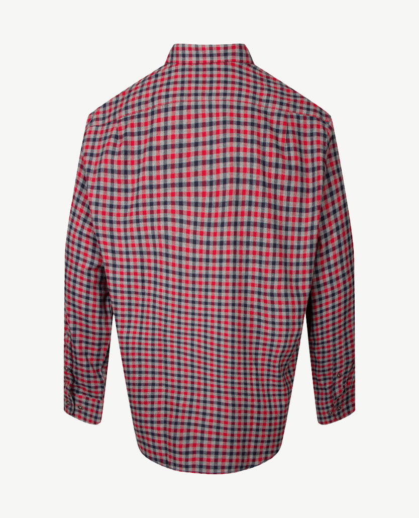 Brax - Overhemd - Daniel - Flanel - Ruitje navy, grijs en rood