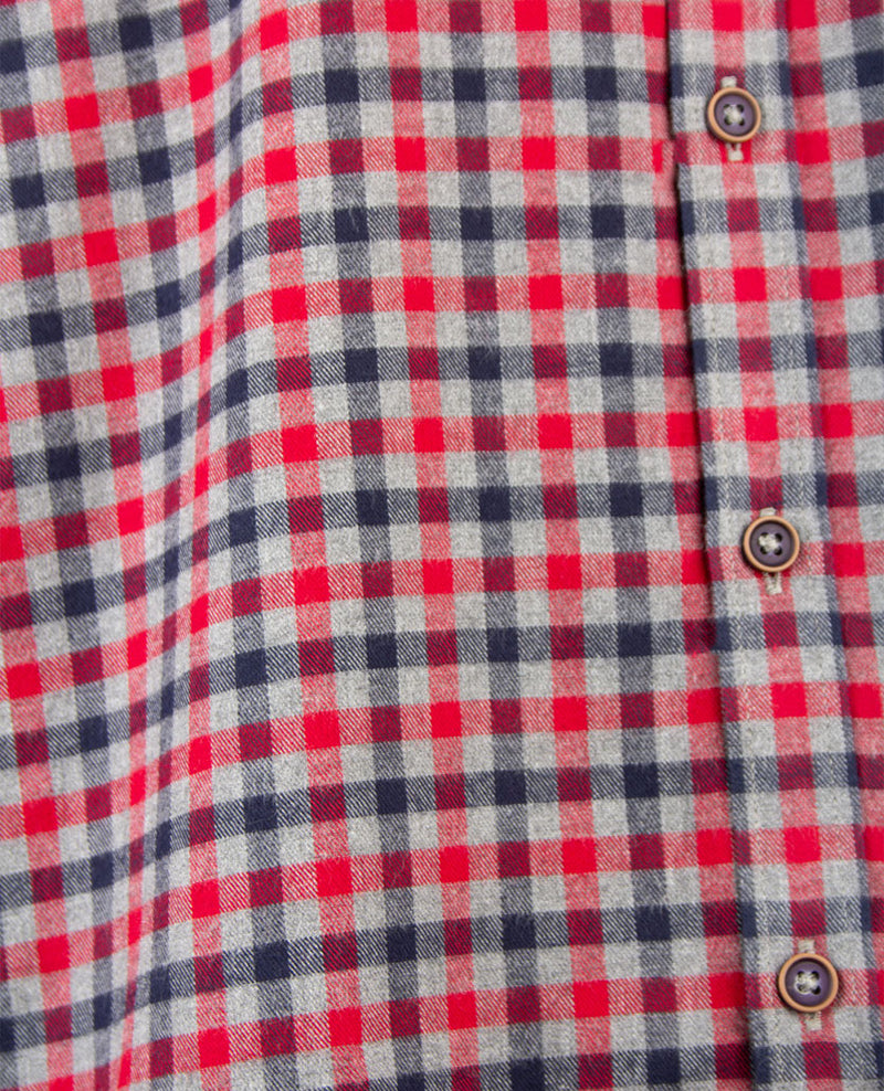 Brax - Overhemd - Daniel - Flanel - Ruitje navy, grijs en rood