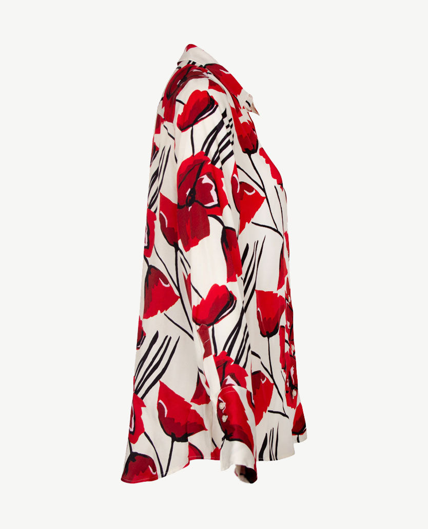 Eterna - Blouse - Roden met zwart en off-white